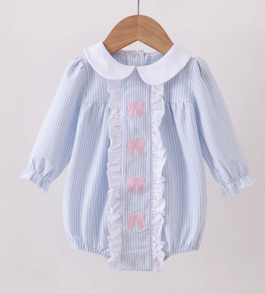 OTW-Pink + Blue Seersucker Bow Bubble