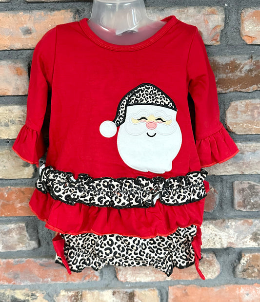 Red+Cheetah Santa Diaper Set