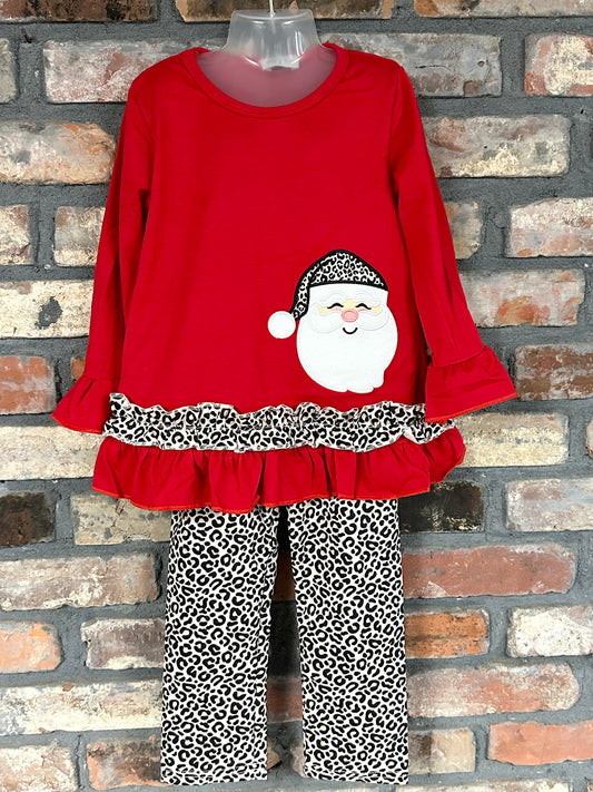 Red+Cheetah Santa Pant Set