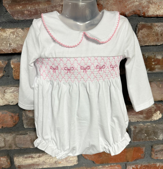 Pink Bow Smocked Bubble