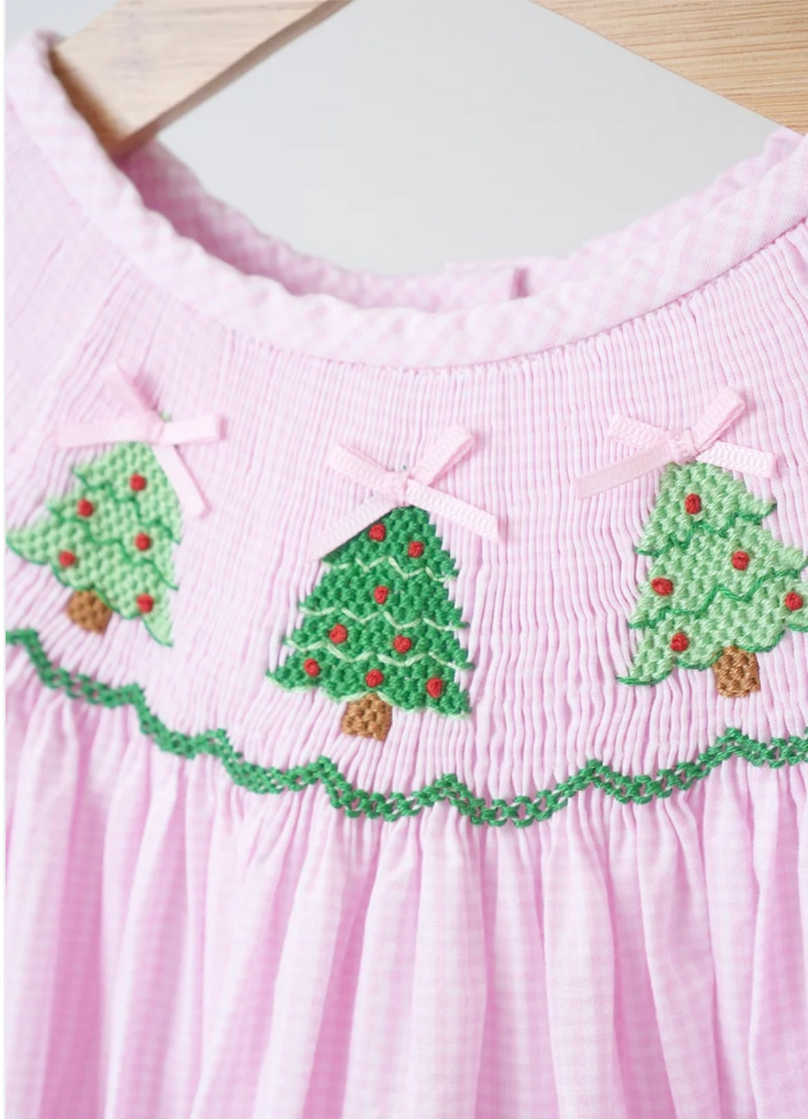 Handsmocked Pink Christmas Dress