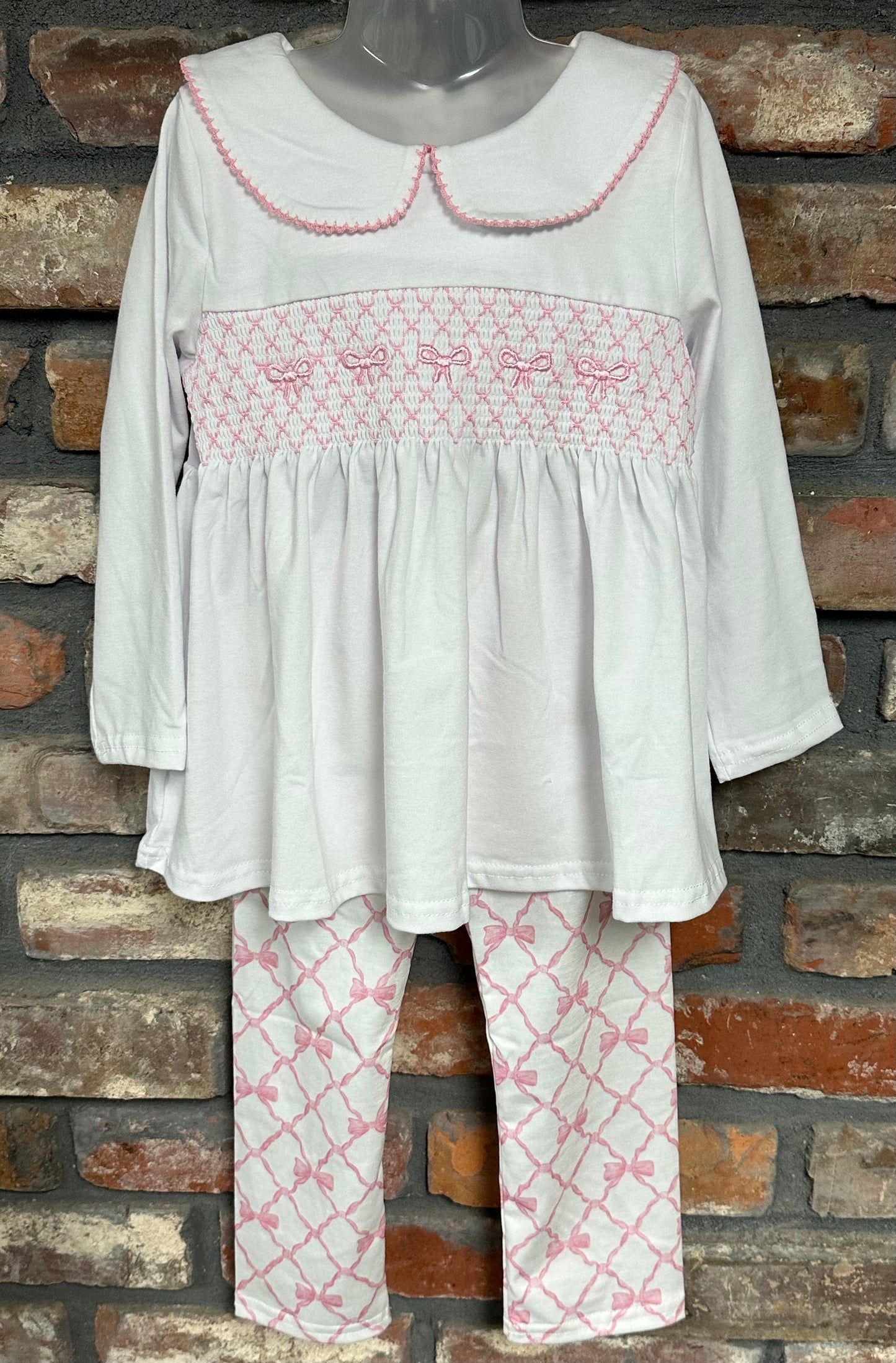 Pink Bow Smocked Pant Set