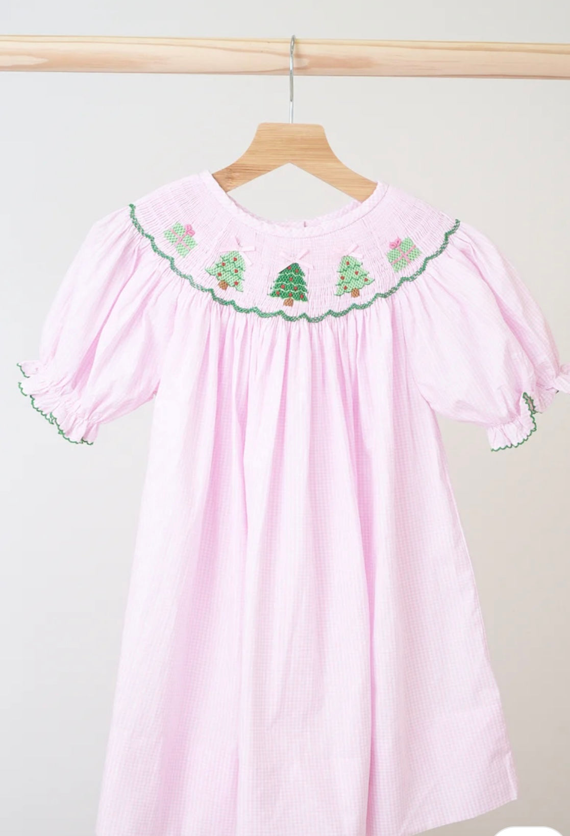 Handsmocked Pink Christmas Dress